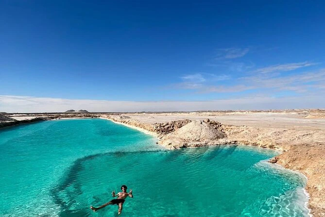Turquoise salt pool included in a three-day Siwa Oasis itinerary