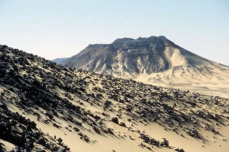 Panoramic view of the Black Desert near Bahariya Oasis Egypt