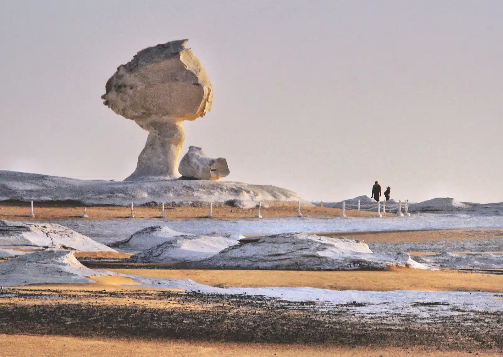 Mushroom-shaped chalk rock in White Desert National Park Egypt