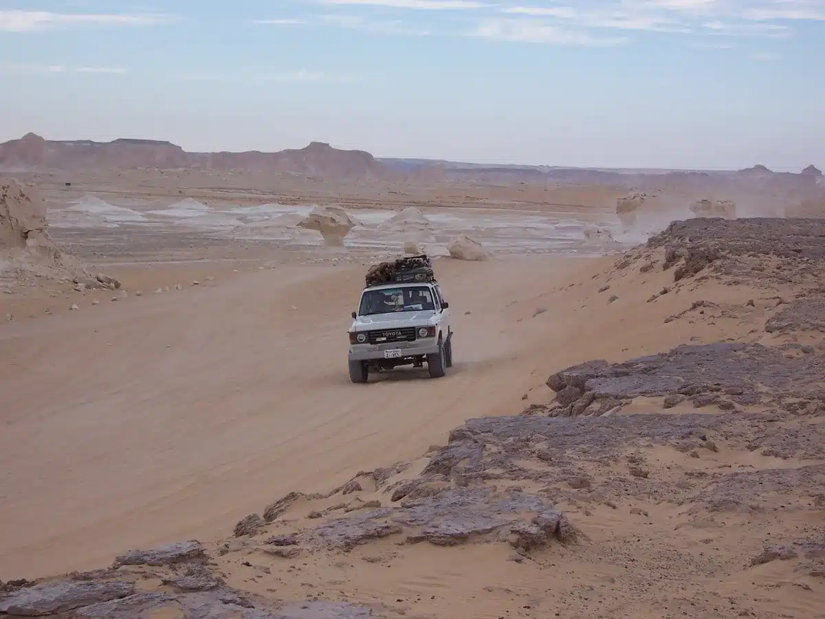 White Desert Egypt winter daylight and clear sky
