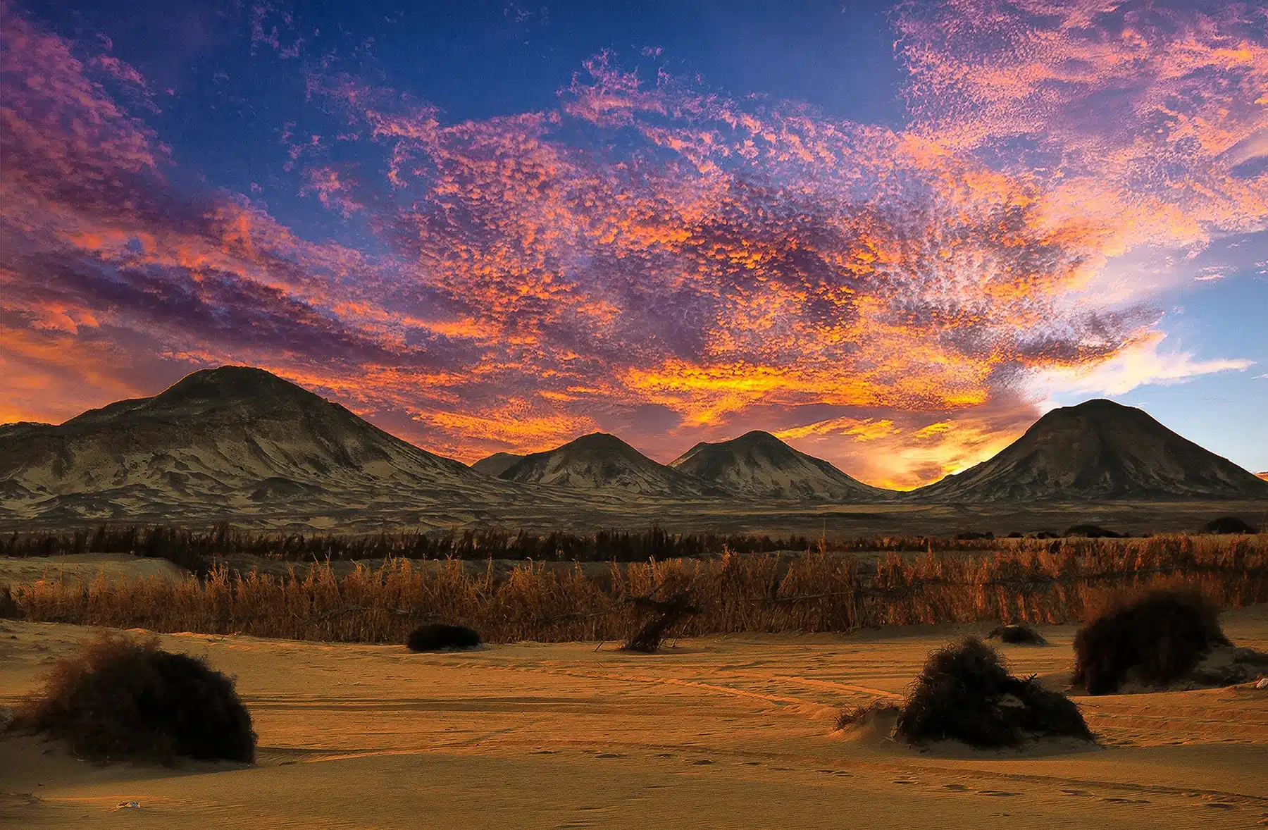 Black Desert landscape near Bahariya Oasis in Egypt