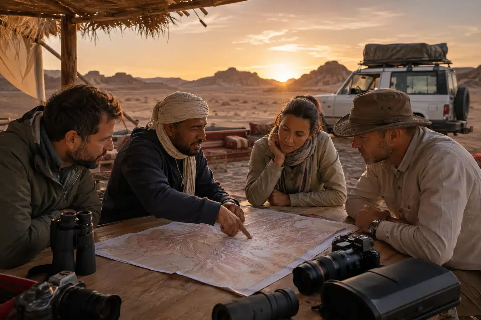Travelers planning a private Egypt eclipse journey with a local desert guide