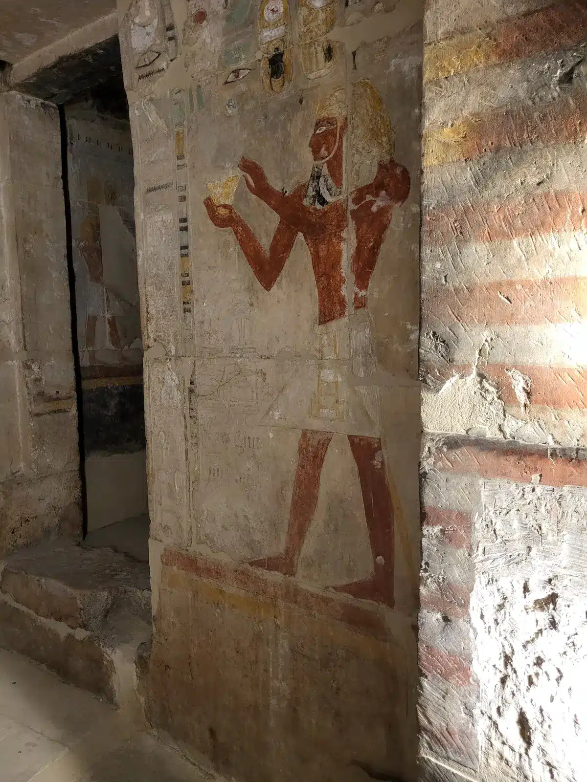 Ancient wall painting inside a royal tomb in the Valley of the Kings