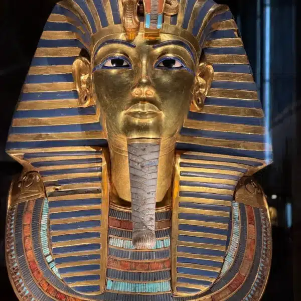 Golden mask of Tutankhamun at the Grand Egyptian Museum