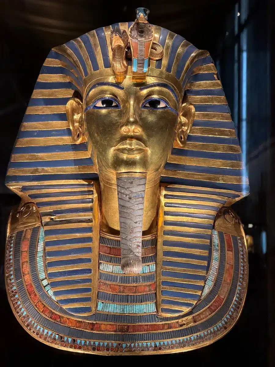 Tutankhamun Galleries at GEM Golden mask of Tutankhamun at the Grand Egyptian Museum