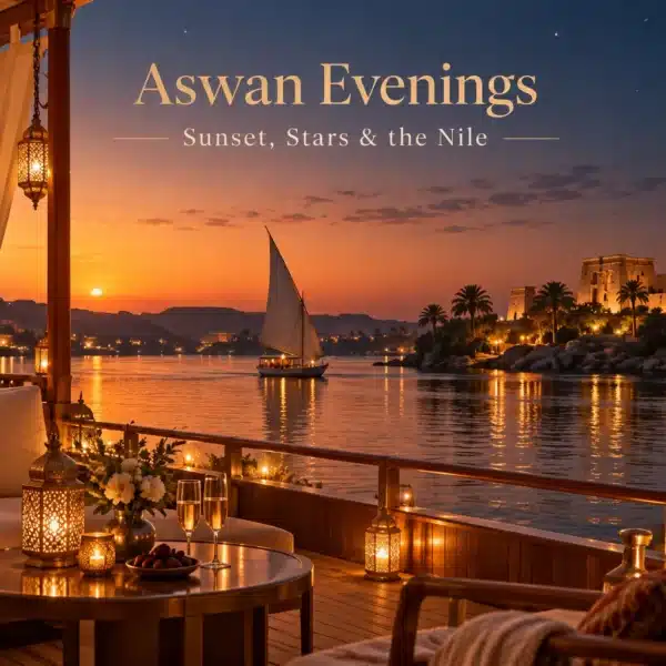 Aswan Nile sunset during a Christmas cruise evening