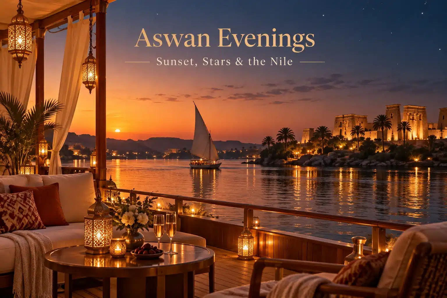 Christmas Evening in Aswan Aswan Nile sunset during a Christmas cruise evening