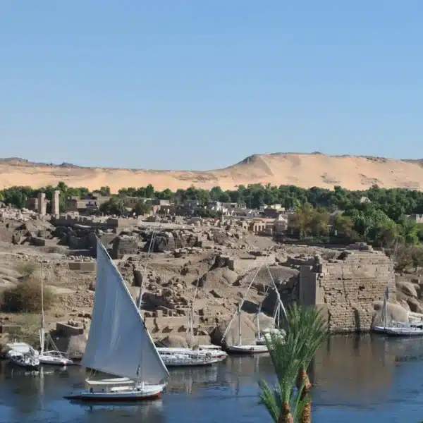 Traditional felucca sailing between the Nile islands of Aswan