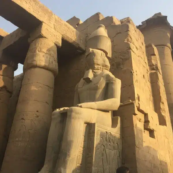 Ancient columns at Edfu Temple during a Nile cruise excursion