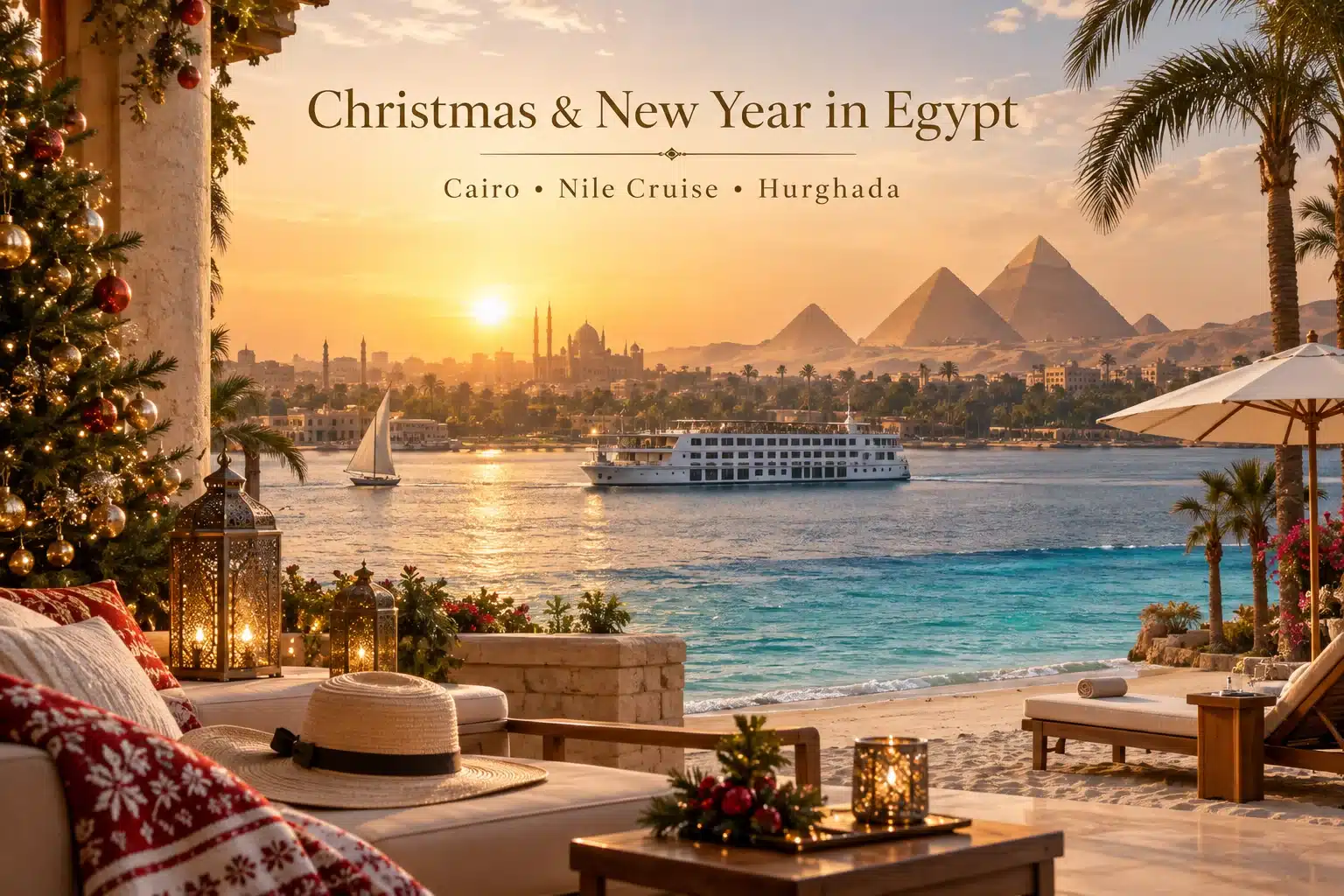 Egypt Christmas & New Year Tour 2026/27 Egypt Christmas and New Year tour combining Cairo Nile cruise and Hurghada