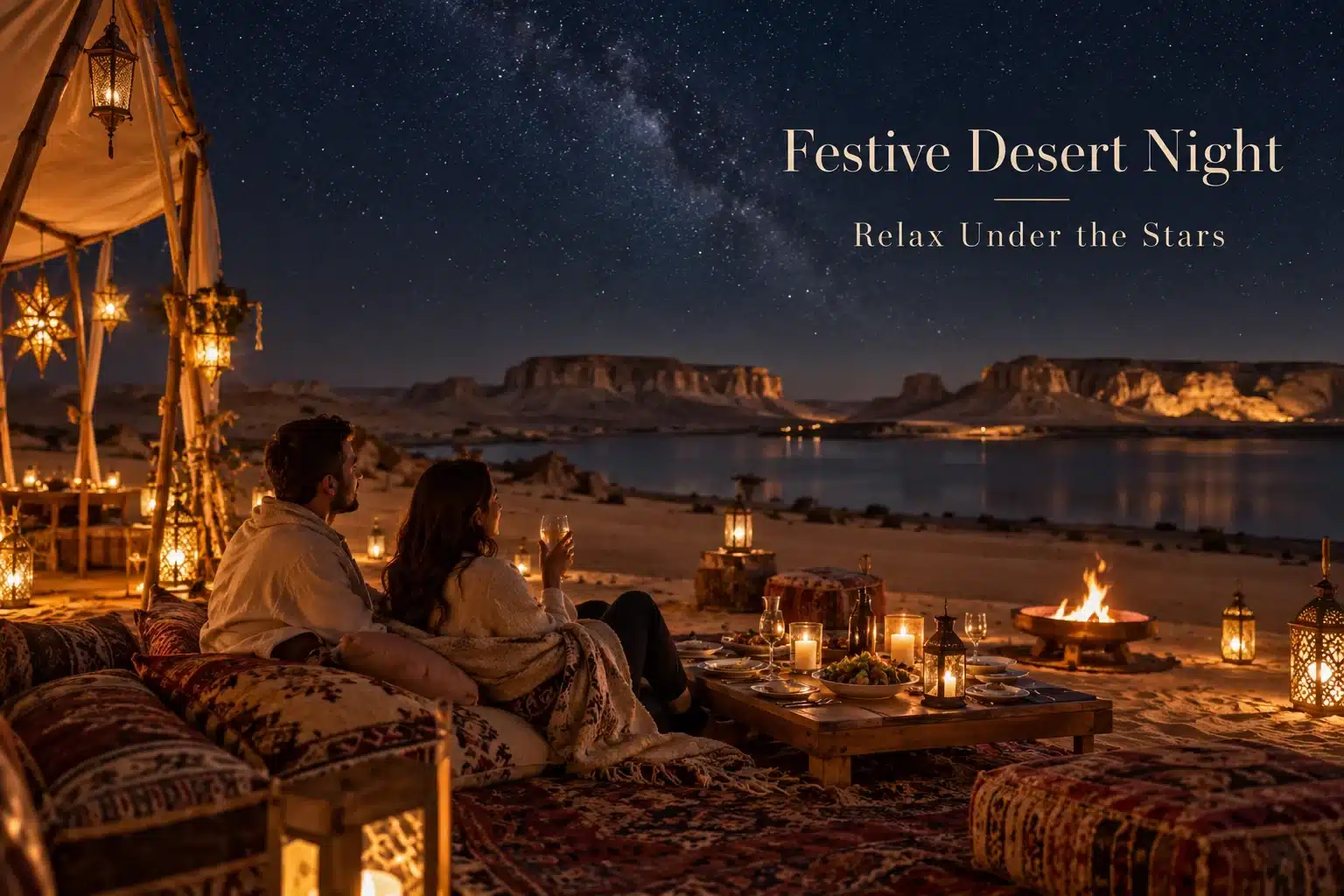 Christmas Desert Night in Fayoum Festive desert dinner under the stars during a Fayoum Christmas escape