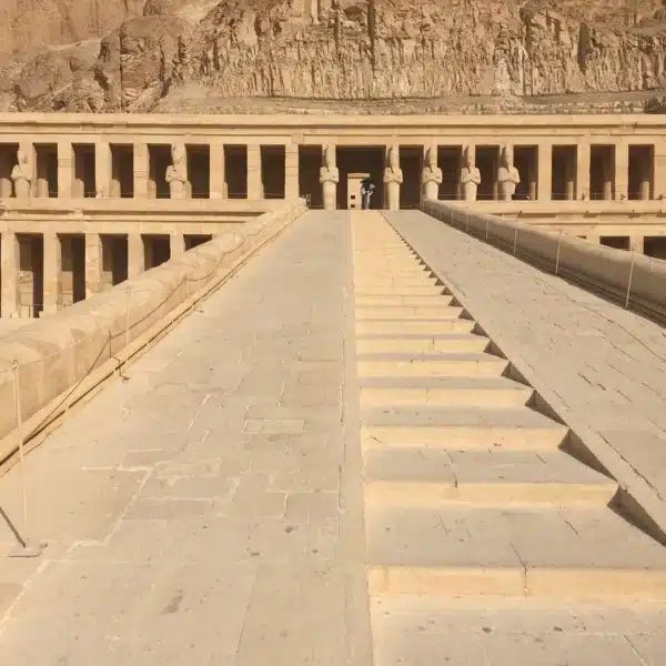 Terraced Temple of Hatshepsut beneath the cliffs of Luxor West Bank