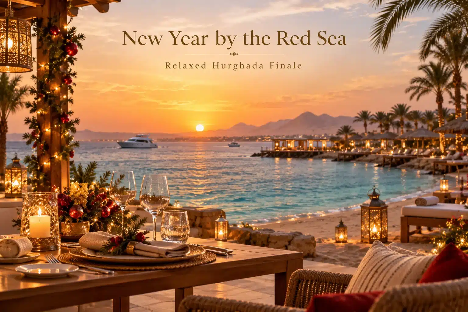 New Year by the Red Sea Hurghada Red Sea New Year finale during an Egypt Christmas holiday