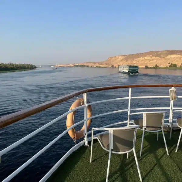 Open sun deck overlooking the Nile during a Luxor to Aswan cruise
