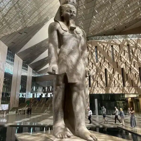 Statue of Ramses II inside the Grand Hall of the Grand Egyptian Museum