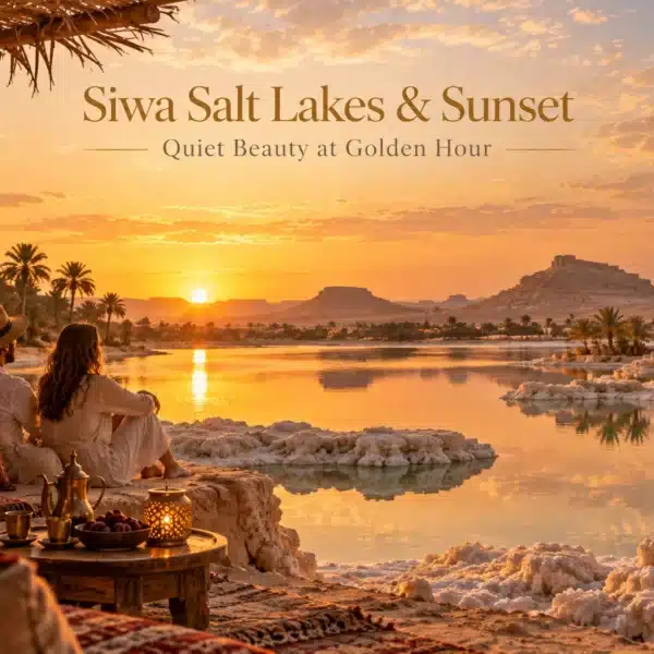 Siwa salt lakes and oasis sunset during a New Year journey in Egypt